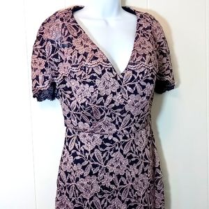 Glittering Rose Gold floral lace cocktail dress by Nightway. Valentine's  8 NWT!